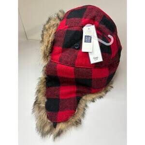 NWT GAP buffalo plaid trapper hat size L/XL